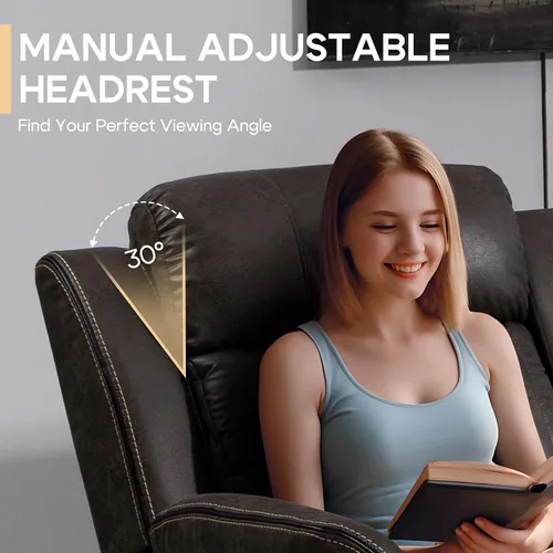 Vista 4 de Sofá biplaza reclinable eléctrico Zero Gravity con reposacabezas ajustables, sillón reclinable eléctrico con consola, sofá reclinable eléctrico de 2