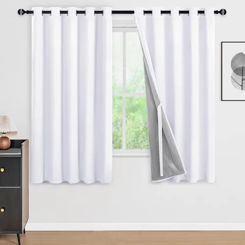 Vista 112 de DWCN - Cortinas 100% opacas para dormitorio con forro negro, cortinas de ventana de doble capa con aislamiento térmico que oscurecen toda la Azul