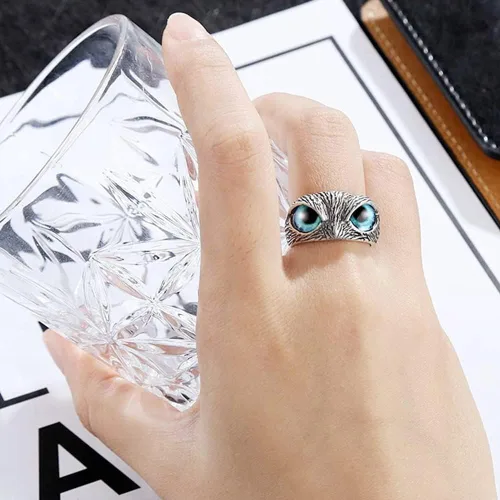 Vista 6 de Anillo de serpiente lobo, águila, lagarto, escorpión, dragón, búho, araña, caballo, tortuga, gato, zorro, rana, perro, para mujeres y hombres
