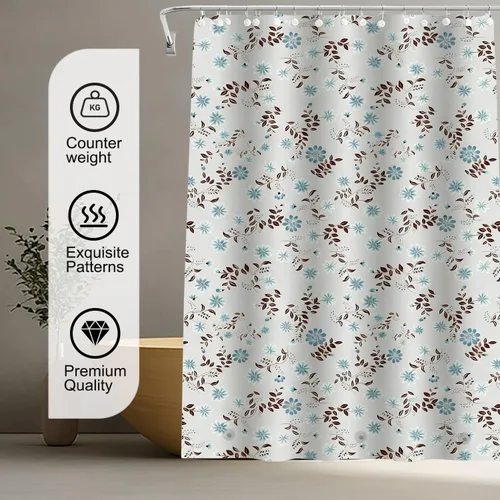Vista 5 de TIKABC Forro de cortina de ducha, forro de ducha de PEVA de flores blancas 4G, cortinas de ducha impermeables de plástico, 72 x 72 pulgadas