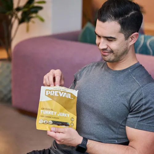 Vista 5 de Charqui de pavo de pastoreo, de PREVAIL - ¡Bajo en sodio y sin gluten! Paquete de (3) bolsas Nuestro charqui gourmet está certificado paleo