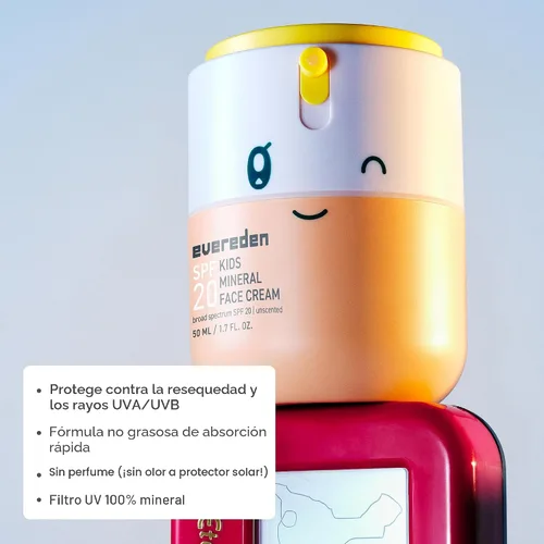 Vista 2 de Evereden Crema facial para niños, 1.7 onzas Loción facial sin fragancia y para niños con SPF 20 Hidratante facial limpio y no tóxico Cuidado