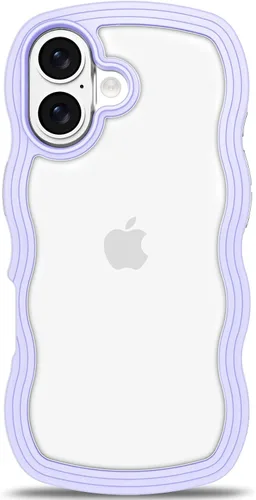 Vista 47 de Anuck Funda para iPhone 13 Pro con borde ondulado, diseño trasero transparente, agarre antideslizante, forma de marco rizado ondulado, a prueba