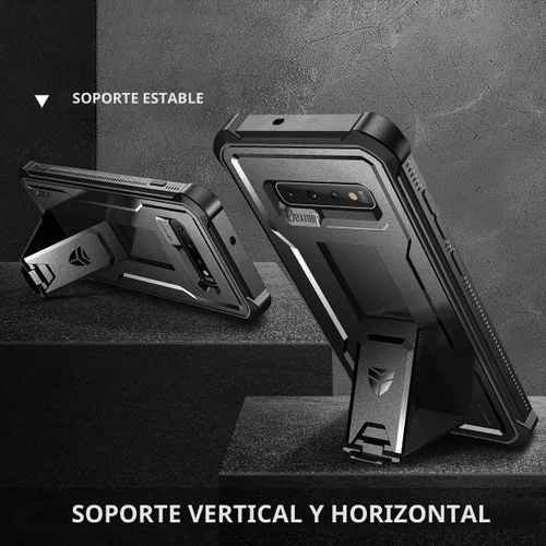 Vista 5 de Dexnor Funda para Samsung Galaxy S10+ Plus, [protector de pantalla y soporte integrados] Protección de grado militar resistente a prueba de golpes