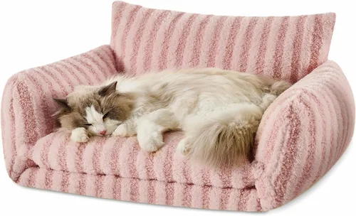 Vista 34 de Hollypet Cama para gatos, mullida, multifuncional, de doble capa, suave para mascotas, sofá ortopédico para gatos y perros pequeños, color beige