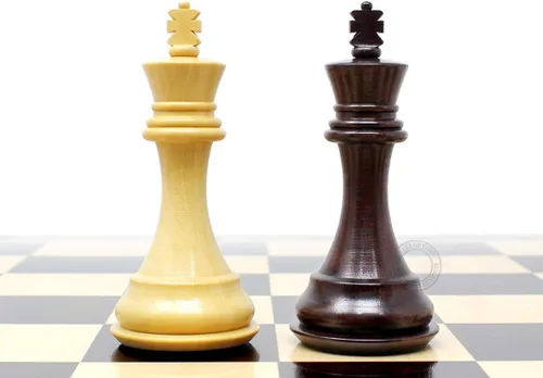 Vista 3 de Casa De Ajedrez – Palisandro/boxwood piezas de ajedrez Staunton de Río 4.0" (102 mm) – 2 Extra Queens – Triple ponderado