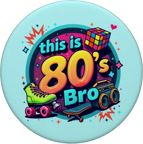 Vista 3 de Retro 80s Bro Roller boombox Cassette Eighties Costume Party PopSockets Adhesive PopGrip