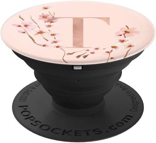 Vista 4 de Cherry Blossom - Soporte para teléfonos y tabletas, diseño de flor japonesa, Negro