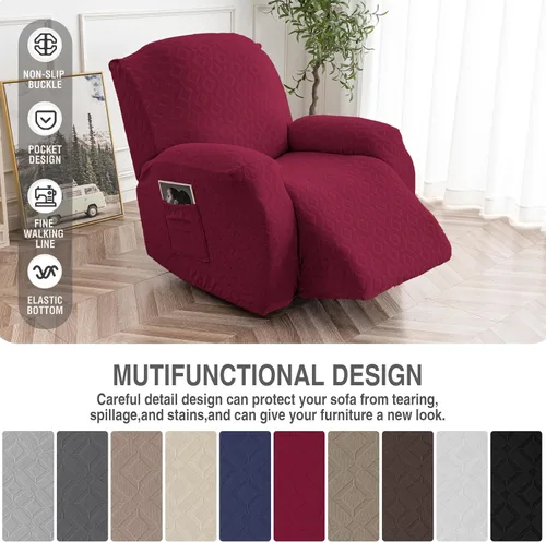 Vista 231 de Gennia Funda Impermeable para Silla Reclinable, Fundas Elásticas para Sofá Reclinable con Bolsillos, Fundas Lavables para Silla Reclinable Lazy Boy