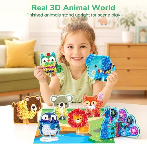 Vista 6 de JoyCat Kit de arte Poke, kit de manualidades de animales 3D con tablas de Animal World
