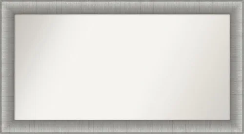 Vista 154 de Amanti Art Espejo de baño plateado para sobre el fregadero, 28 x 37 pulgadas, elegante espejo rectangular de peltre cepillado, marco de madera
