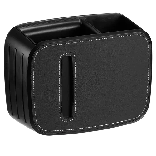 Vista 4 de JSCARLIFE Organizador de asiento delantero para automóvil con basura, cubo de basura desmontable para automóvil con caja de pañuelos y caja