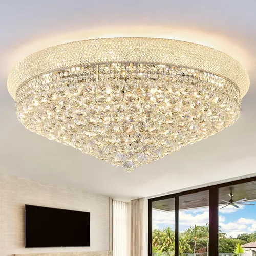 Vista 8 de Lámpara de Araña de Cristal de 3 Luces Empotrada en el Techo para Sala de Estar, Comedor, Dormitorio, Vestíbulo, Entrada, Pasillo, Armario, Baño