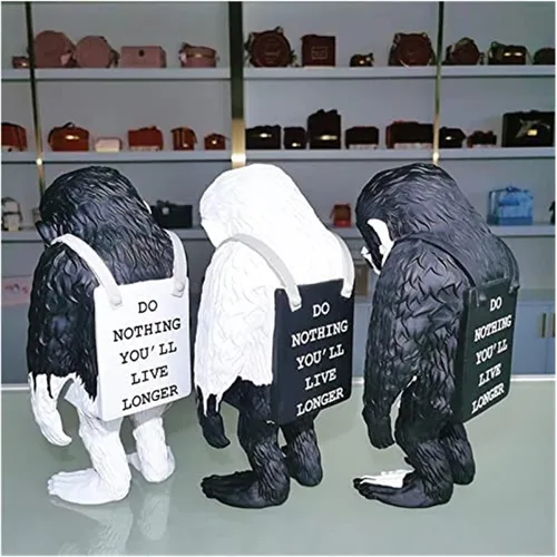 Vista 6 de Escultura de mesa, adornos de escritorio de moda, figurita de decoración de arte, accesorios de estatua de mono, decoración de arte callejero