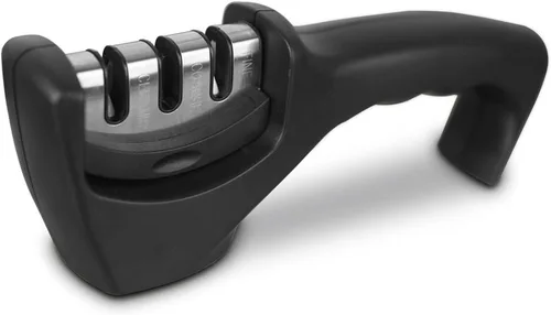 Vista 4 de Afilador De Cuchillos Ergonomico Para Cocina En Acero Inoxidable 3 En 1