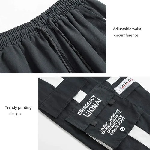 Vista 7 de XYXIONGMAO Pantalones deportivos casuales para hombre, pantalones deportivos holgados y casuales de hip hop, pantalones cargo negros para hombre
