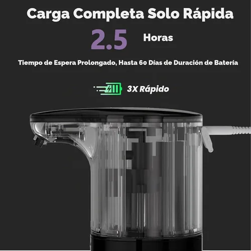 Vista 4 de Dispensador de jabón líquido automático YIKHOM, dispensador de jabón para platos con control de volumen ajustable de 8, 15.37 fl oz/450mL