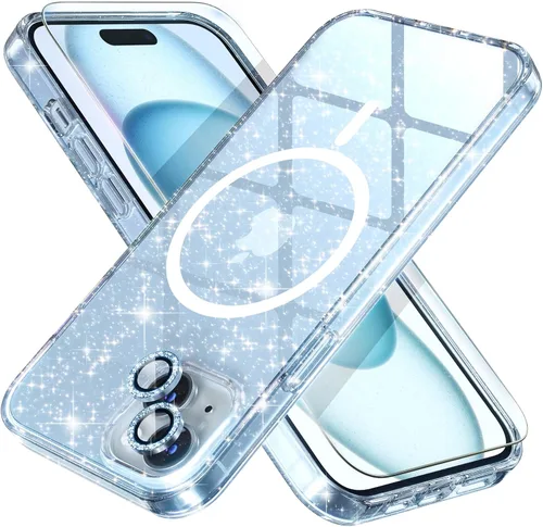 Vista 20 de Choiche Funda para iPhone 15 Pro Max compatible con MagSafe, color negro Purpurina negra