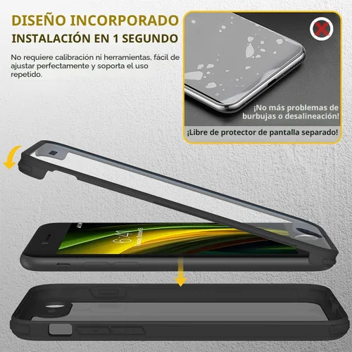 Vista 4 de Miracase - Funda para iPhone SE de 3ª/2ª generación 2022 2020 de cuerpo completo con protector de pantalla de vidrio integrado, resistente