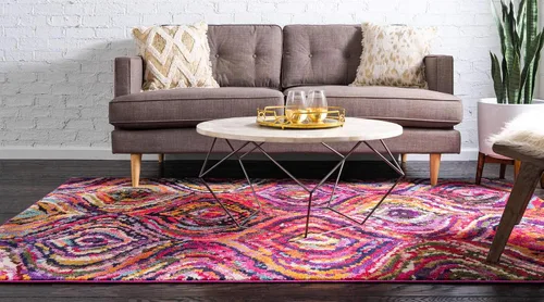 Vista 3 de Unique Loom - Colección Estrella, alfombra moderna de área con diseño colorido, abstracto, geométrico y degradado