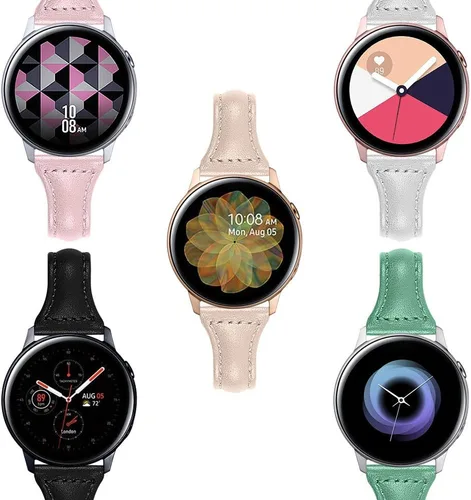 Vista 2 de JOYOZY Correa de cuero compatible con Samsung Galaxy Watch 6/7/FE/5/4 de 40 mm, 44 mm, Active (40 mm)/2 (40 mm) (44 mm), correa de muñeca delgada