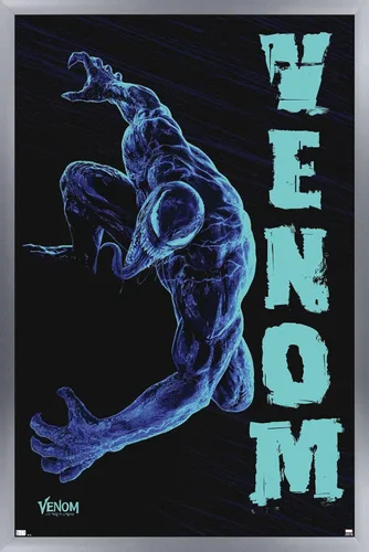 Vista 9 de Trends International Marvel Venom: Let There be Carnage - Póster de pared negro y azul, 22.4 pulgadas de largo x 14.7 W, versión enmarcada de madera