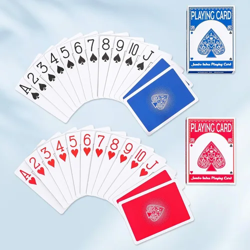 Vista 4 de Fanwer Juego de cartas con impresión grande para adultos, paquete de 2, cartas de impresión grande para personas mayores, con problemas de visión