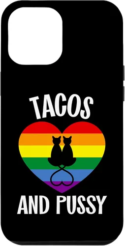 Vista 25 de Funda Queer para iPhone 14 Pro Max Lesbian Pride Stuff Tacos y Pussy Cats