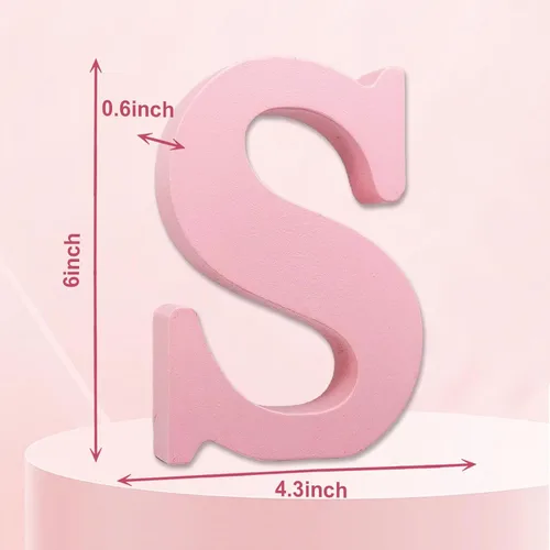 Vista 2 de AOCEAN Letras de madera rosa de 6 pulgadas sin terminar, letras de madera para pared MAGA, letras decorativas de pie en rodajas, tablero de letreros
