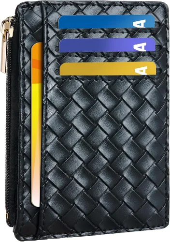 Vista 15 de Tipmile Tarjetero compacto para tarjetas de crédito con ventana de identificación para mujer, delgada y minimalista, bolsillo frontal, cartera
