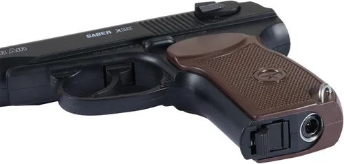 Vista 5 de Lancer Tactical Pistola de aire Saber XMK CO2 pistola de aire Makarych - 390 FPS con alta presión 0.42 oz y bolsa de metal BB- Paquete de 5
