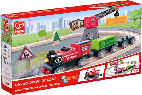 Vista 5 de Hape Juego de juguetes de tren y ferrocarril de entrega de carga