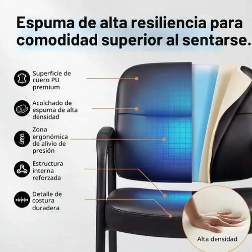 Vista 8 de Devoko Sillas de recepción de oficina para sala de espera, sillas ejecutivas de cuero para invitados con reposabrazos, sillas laterales ergonómicas