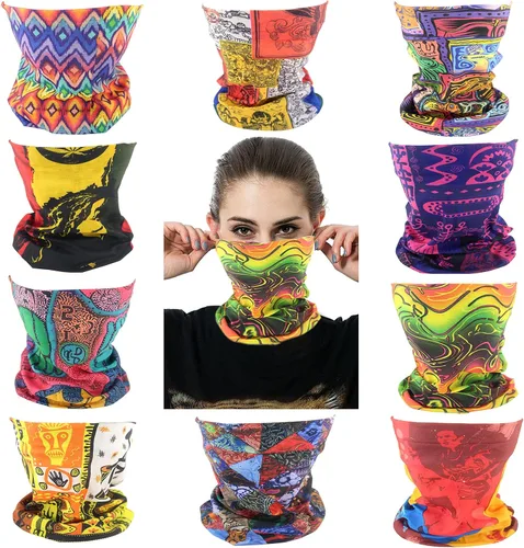Vista 20 de Mascarillas de Polaina para el Cuello, Bufanda en Tubo, Bandanas Sin Costuras, Pañuelos para el Rostro, Cubierta Multiusos para la Cabeza