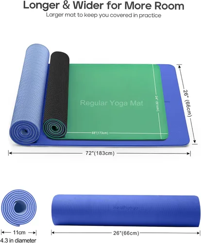 Vista 5 de Heathyoga Tapete de Yoga Antideslizante Ecológico, Sistema de Alineación Corporal, Material TPE Certificado por SGS - Superficie Texturizada