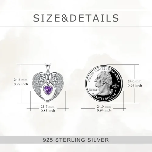 Vista 5 de PORTCAS Collar con colgante de alas de ángelcruzabejagato, plata de ley, regalo de joyería para mujeres y niñas