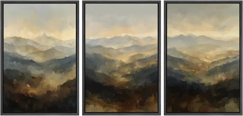 Vista 72 de SIGNWIN Lienzo enmarcado para pared, juego de arte tranquilo con reflejo de lago, acuarela, montaña y agua, ilustraciones modernas, arte abstracto