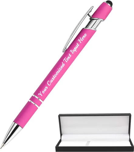 Vista 25 de Bolígrafo personalizado, 50 bolígrafos personalizados, grabado a granel con logotipo de nombre, lápiz digital de tinta negra suave con toque