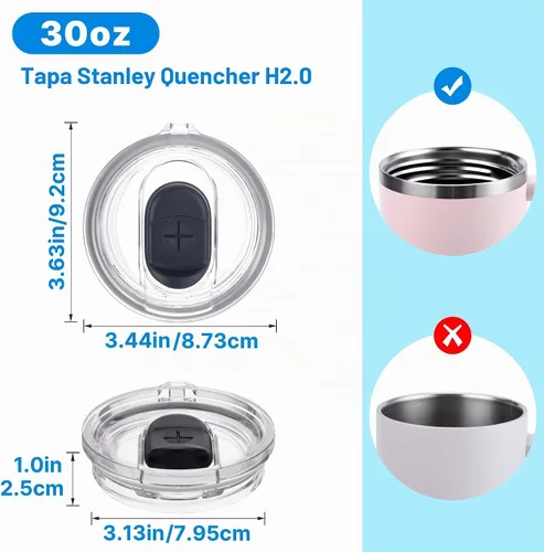 Vista 7 de Tapa de repuesto para vaso Stanley Quencher H2.0 y ProTour de 30 onzas 30 oz Reusable Dustproof Tumblers Cover, BPA Free, Dishwasher Safe, Straw