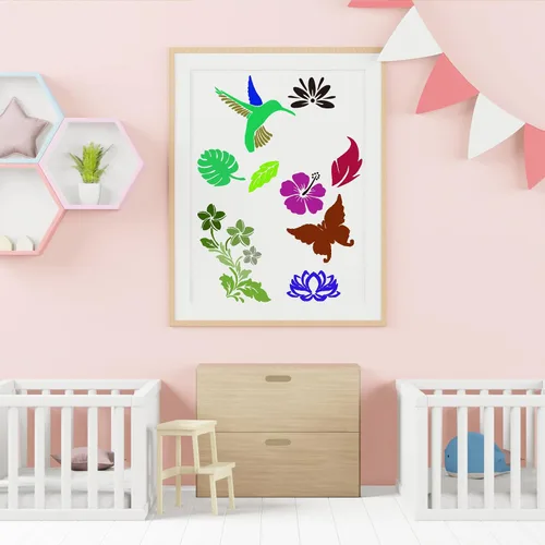 Vista 6 de Sotpot 16 plantillas de flores para dibujar flores grandes, plantillas de pintura, plantillas de bricolaje para pared de madera, decoración del hogar