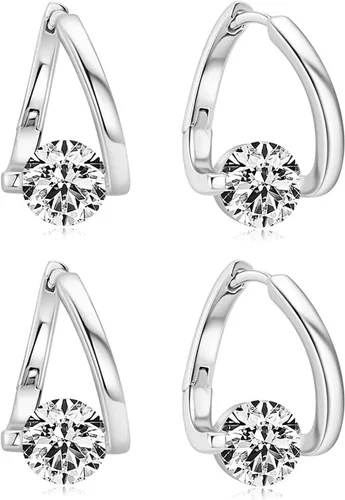 Vista 10 de Lymphatic Earrings for Women Silver Zircon Hoop Huggie Earrings Dainty Fashion Jewelry Gifts A1ï¼ 2 pares de pendientes linfáticos dorados