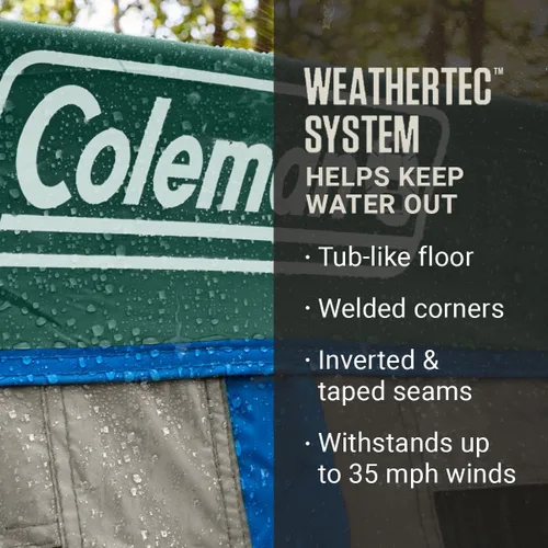 Vista 6 de Coleman Skylodge Camping Tent with Rainfly & Screened Porch, XL Weatherproof Family Tent Fits 4 Queen-Sized Airbeds, Color-Coded Poles & Sleeves