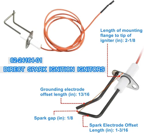 Vista 5 de Encendido directo por chispa 62-24164-01, encendedores de quemador de horno compatibles con Rheem Pro-tech PSE R36 PSER36, cable de alta temperatura