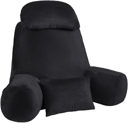 Vista 9 de NOONTIDE Almohada de lectura para adultos sentados en la cama: almohada de espalda extragrande de 32 pulgadas con rollo de cuello desmontable