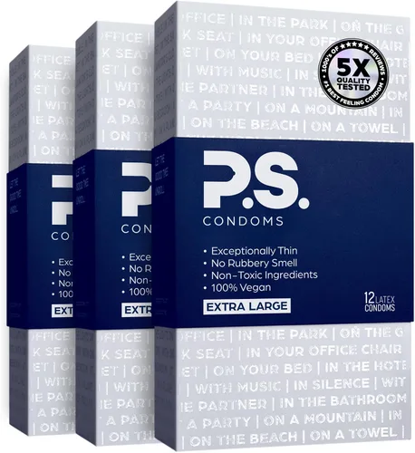 Vista 14 de PS Preservativos de látex excepcionalmente finos para hombres, inodoros y 100% veganos, condón lubricado ultrafino, 40% más delgado y transparente