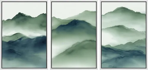 Vista 139 de MUDECOR Lienzo enmarcado para pared, juego de arte de acuarela pastel, bosque de pinos, naturaleza silvestre, ilustraciones modernas, decorativas