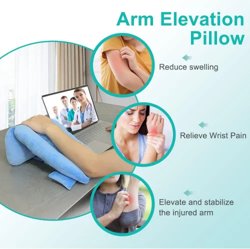 Vista 3 de Zelen Almohada de elevación de brazo con almohadilla de muñeca para el mouse Almohada médica para brazo elevador, almohada médica poscirugía
