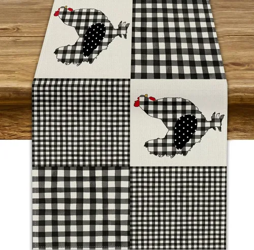 Vista 25 de Camino de mesa de estilo rústico retro, decoración de mesa de cocina, sala de estar, comedor, para el hogar, con diseño de osos, alces, ciervos