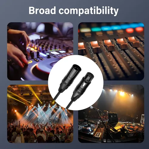 Vista 5 de GINTOOYUN Cable DMX de 4 pines de señal XLR macho a hembra DMX512 XLR macho a hembra Cable de señal de luz de escenario con conectores metálicos
