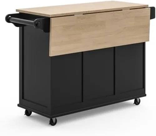 Vista 5 de Hawthorne Collections Carrito de cocina de madera tradicional en negro